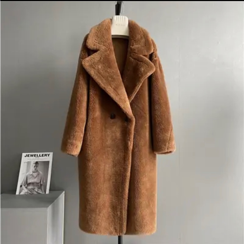 Wool Polyester Long Teddy Coat Medium